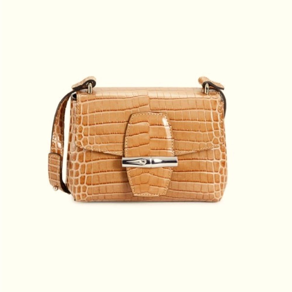 LONGCHAMP Croc-Embossed Leather Crossbody Handbag